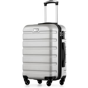 COOLIFE Valigie Valigia Trolley rigido ultraleggero e capiente,Chiusura a combinazione laterale con TSA, 4 ruote per facilitare il trasporto (Argento, 56cm)