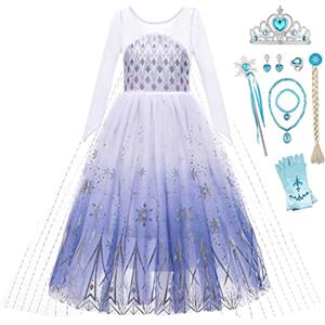 New front Costume da Principessa Frozenn Elsa Vestito Elsa Frozenn Bambina Abito da Principessa Gonna in Tulle per Festa di Cosplay Party Halloween Compleanno Carnevale Natale，140