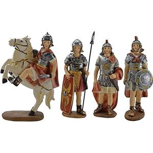 Generico Set 4 Pastori Soldati Romani in Resina 9 cm Presepe Statuine in Personaggi GLADIATORI di Roma 4 soggetti Diversi Personaggi Guardie Romane per Realizzare Il presepio Napoletano