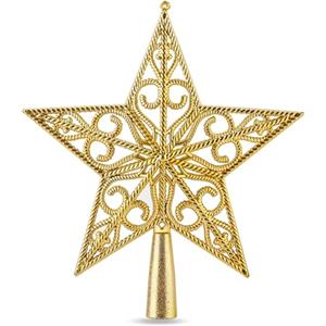 TK Gruppe Timo Klingler Puntale a forma di stella per albero di Natale, ornamento dorato per abete natalizio (Ornamento a stella in oro)