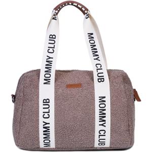 CHILDHOME Borsa Fasciatoio Neonato - Mommy Bag con Materassino Incluso, Numerosi Scomparti, Ganci Passeggino, Tracolla Regolabile, Pelle Vegana, 22L - Mommy Club Signature, Teddy Marrone