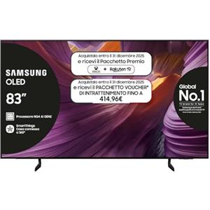 SAMSUNG 4K Vision AI Smart TV 83" QE83S85FAEXZT OLED 4K, Processore NQ4 AI Gen2, AI Upscaling Pro, Glare Free, OLED HDR, Certificazione PANTONE, Dolby Atmos & OTS Lite, Contour Design, 2025
