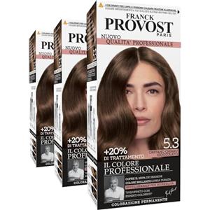 Franck Provost Tinta Permanente Riutilizzabile per Capelli con Trattamento di Bellezza Colorazione Professionale Copertura Ottimale Lunga Durata Colore 5.3 Castano chiaro cioccolato - 3 Tinte