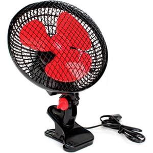 GROWMANIA.ES GROWMANIA Ventilatore a pinza oscillante 2 velocità 20 cm 20 W potenza | Ventilatore elettrico nero con 3 pale rosse | Silenzioso a 360°