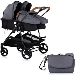 Mon Mobilier Design DUO SMART Passeggino gemelli o bambini ravvicinati larghezza 79 cm, grigio senza accogliente