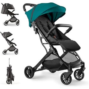 Interbaby Passeggino Leggero Compatto e Ultraleggero | Passeggino da Viaggio e Aereo Pieghevole, dalla Nascita fino a 22 kg | Chiusura Rapida, Cappottina XXL, Ammortizzatori (Min. Plus Space Verde)