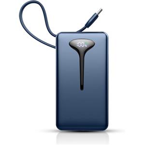 Doubc Power Bank, 10000mAh Mini Caricatore Portatile 22.5W Ricarica Rapida, Ultra Portatile Powerbank con USB C Cavo Integrato, Batterie Esterna di 3 porte uscita per iPhone 16 Samsung Xiaomi Android iPad