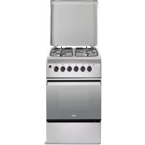 DeLonghi Cucina a Gas 50x55 cm Inox con Forno Elettrico, Classe A, 4 Fuochi e Accensione Elettronica