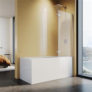 SUNXURY Parete doccia per vasca da bagno, 120 x 140 cm, 2 pezzi, divisorio per doccia in vetro di sicurezza NANO ESG da 6 mm