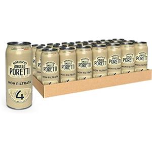 Birrificio Angelo Poretti Birra 4 Luppoli, Cassa con 24 Lattine di Birra da 50cl, Birra Premium Lager Non Filtrata, Gusto Equilibrato e Fragrante, Gradazione Alcolica 5.0% Vol
