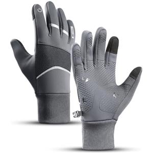 Vilico Guanti Invernali Termici Donna,Guanti Ciclismo Invernali Uomo,Guanti Moto Donna Invernali,Cálidos e Antiscivolo Touch,Utilizzati per Biciclette,Corsa-Grigio, Taglia M