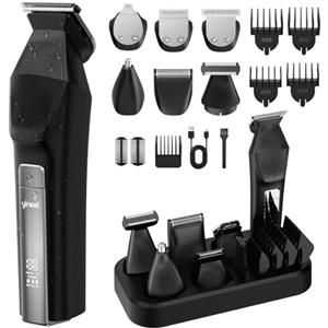Yineel Regolabarba Rasoio Elettrico, Kit 6-in-1 Tagliacapelli Uomo Professionale, regolabarba uomo per Capelli/Corpo/Naso/Barba/Baffi/Contorni, IPX7 Impermeabile, Ideale come Regalo Uomini