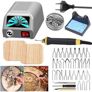 PORFOYO Set pirografico per pirografia con 30 punte di saldatura per legno, pelle e sughero