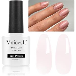 Vnicesli Smalto Semipermanente per Unghie in Gel Rosa Nudo UV LED Smalti Semipermanenti Soak Off Smalto Trasparente Rosa Lattiginoso Arte Manicure Francese Naturale Gel 10ml