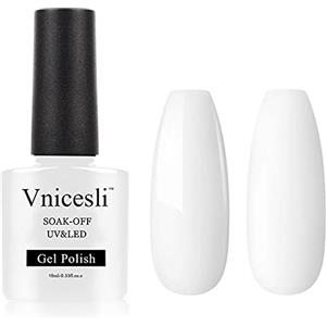 Vnicesli Smalto Semipermanente per Unghie in Gel Colori Bianco UV LED Smalti Semipermanenti Soak Off Bianco Semipermanente per Arte Naturale Manicure Gel 10ml