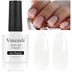 Vnicesli Smalto Semipermanente Unghie Bianco Latte UV LED Smalti Semipermanenti per Unghie Soak Off Smalto Trasparente Bianco Lattiginoso per Arte Manicure Francese Naturale Smalti Gel 10ml