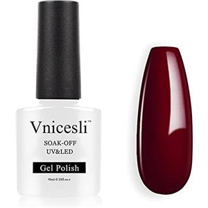 Vnicesli Smalto Semipermanente per Unghie in Gel Rosso Borgogna, UV LED Smalti Semipermanenti Soak Off Semipermanente per Unghie Naturale Manicure Gel 10ml