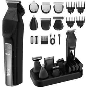 Yineel Regolabarba Rasoio Elettrico, Kit 6-in-1 Tagliacapelli Uomo Professionale, regolabarba uomo per Capelli/Corpo/Naso/Barba/Baffi/Contorni, IPX7 Impermeabile, Ideale come Regalo Uomini