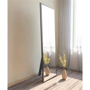 Dmora - Specchio Alp, Specchiera, Articolo d'arredo a Muro, Decorazione con Specchio, 50x2h160 cm, Nero