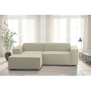 Talamo Italia - Divano Fisso con penisola Daniela, Divano componibile con Chaise Longue Sinistra, Sofà Moderno in Tessuto, 100% Made in Italy, Cm 240x170h70, Beige