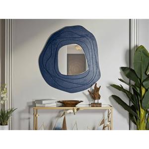 Dmora Specchio Piracicaba, Specchiera, Articolo d'arredo a Muro, Decorazione con Specchio, 90x4 h97 cm, Blu