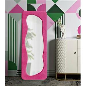 Dmora Specchio Parnaiba, Specchiera, Articolo d'arredo a Muro, Decorazione con Specchio, 40x4 h160 cm, Fucsia