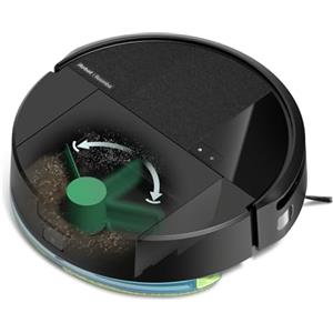 iRobot Roomba 205 DustCompactor Combo, Robot Aspirapolvere Lavapavimenti, Senza Sacchetto, Raccoglie e Compatta la Polvere, Navigazione LiDAR, Rileva Tappeti/Moquette, Controllo tramite App, Nero