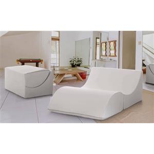 Talamo Italia - Letto pieghevole Annabella, Pouf trasformabile in letto matrimoniale, Chaise longue in ecopelle, 100% Made in Italy, 100x200h70 cm, Bianco