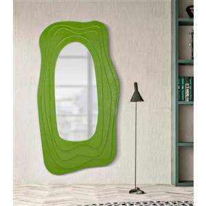 Dmora Specchio Tiete, Specchiera, Articolo d'arredo a Muro, Decorazione con Specchio, 90x4 h165 cm, Verde