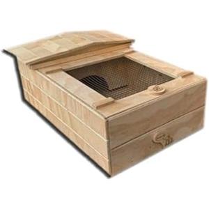 Euroshoppingonline Scatola box Casetta teca terrario tartarugario casa per taratarughe tartaruga di terra chalet in legno rettili recinto recinzione gabbia allevamento trasportino 60x40x23h caiolla ricovero