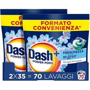 Dash Power Pods Detersivo Lavatrice In Capsule, 70 Lavaggi(2x35), Freschezza Di Lenor, Risveglio Primaverile, rimuove addirittura gli odori di sudore vecchi di 7 giorni, per una pulizia impeccabile