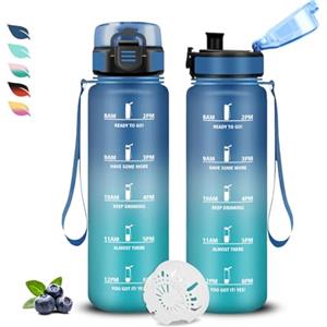 Grsta Borraccia 500ml, Borraccia Bambina, Borracce Senza Perdite, Borracce Motivazionale, Facile Da Trasportare, Bottiglia Con Orari Per Bere, Bottiglia Acqua per Sport, Corsa, Yoga, Scuola, Ufficio