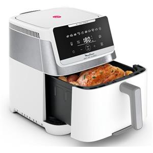 Moulinex Easy Fry Silence 7L, Friggitrice ad Aria Silenziosa XXL, Fino a 8 Persone, 10 Modalità, con Sistema Genius e Griglia di Cottura Regolabile, Colore Bianco, EZ8421