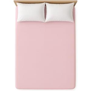 Generico Lenzuolo con Angoli Matrimoniale in Jersey di Cotone - Morbido e Traspirante - Adatto a Materassi Fino a 30 cm - 170x200 cm - Rosa