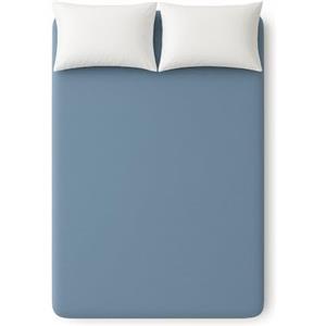 Generico Lenzuolo con Angoli Matrimoniale in Jersey di Cotone - Morbido e Traspirante - Adatto a Materassi Fino a 30 cm - 170x200 cm - Blu