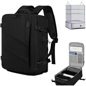VOESLD Zaino da Viaggio per Ryanair 40x20x25, Organizer Zaino da Viaggio Aereo Bagaglio a Mano da Appendere Borse da Cabina Zaino Porta PC Nero Impermeabile, 20L