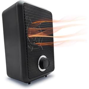 BullTek Stufetta Elettrica Portatile Compatta Termoventilatore 600W a Basso Consumo Scaldabagno Stufa con Termostato Regolabile, Doppio Isolamento e Sicurezza Anti-Ribaltamento (NERO)