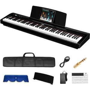 TERENCE Pianoforte Digitale 88 Tasti Azione di Martello Graduata 2x25W Altoparlanti Dual Registrazione Video Mobile Bluetooth MIDI Supporto per Cuffie e Altoparlanti Tastiera Doppia Audio Spaziale