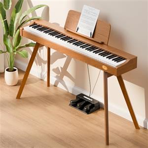 TERENCE Pianoforte Digitale 88 Tasti Pesati Martello pesante con Supporto Altoparlanti Stereo 20W Triplo Pedale Registrazione Video MIDI Audio Bluetooth Supporto App Finitura in Legno Elegante