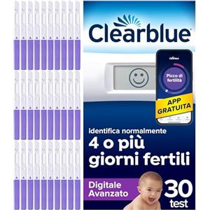 Clearblue Test di ovulazione Clearblue Digitale Avanzato. Aumenta le tue possibilità di rimanere incinta, 1portastick digitale e 30Test di ovulazione, prova l'app GRATUITA Tracker mestruazioni e ciclo Clearblue