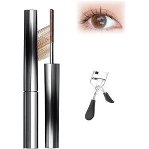 Generico Mascara con scovolino in metallo, mascara waterproof a lunga tenuta senza pennello per donne, effetto lifting a lunga durata 36 ore, senza grumi, sbavature o residui per donne (Marrone)