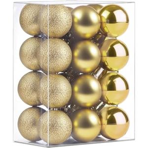 HIGA-JKL Set di decorazioni per albero di Natale dorato, 24 pezzi, 3 cm, decorazioni per albero di Natale, infrangibili, per feste di Capodanno, matrimoni, festività, decorazioni natalizie
