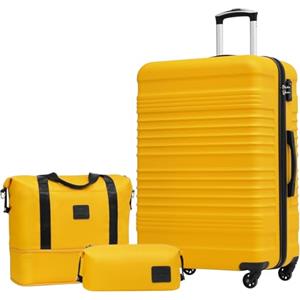 COOLIFE Set di Valigie Rigida 3 Pezzi, Set Valigie con Borsone da Viaggio Espandibile Palestra e Borsa da Toilette, Valigia con 4 Rotelle Girevoli a 360° TSA Serratura