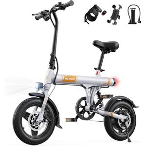 VARUN Bici Elettrica Pieghevole, 14'' Bicicletta Elettrica Adulti/Adolescenti, Batteria da 36V 280,8Wh, 250W, Display LCD, Sospensione Posteriore, Catena Antiruggine, Ebike Adatta per Gli Spostament