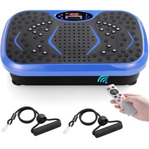 TLGREEN Pedana Vibrante Dimagrante con Manico Removibile e Bande di Resistenza, Rumore Basso, Touch Screen e Telecomando, Fitness Domestico Grazie Alle Vibrazioni