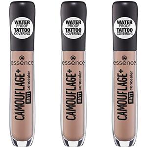 Essence CAMOUFLAGE+ MATT correttore, penna di copertura, copertura per tatuaggi, n. 30 light Honey, nude, opacizzante, opaco, senza olio, impermeabile, senza alcool, confezione da 3 (3 x 5 ml)