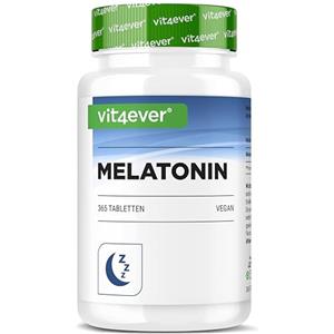 Vit4ever Melatonina - 365 compresse - 0,5 mg per dose giornaliera (1/2 compressa) - Senza additivi indesiderati - Altamente dosata - Vegan