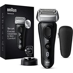 Braun Series 8, Regolabarba Uomo, Rasoio Elettrico Barba Braun Serie 8, Rifinitore di Precisione, Custodia da Viaggio, Tecnologia Sonica, Lame Flessibili, Idea Regalo, 8410s Nero