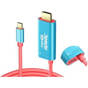 JEMDO Dock Switch 2 cavo TV HDMI base, 4K 144 Hz 48 Gbps USB C 3.2 a HDMI 2.1 2 m, 100W PD giocare e ricaricare, adattatore TV portatile e docking station compatibile con Switch 2/2017/OLED - Blu