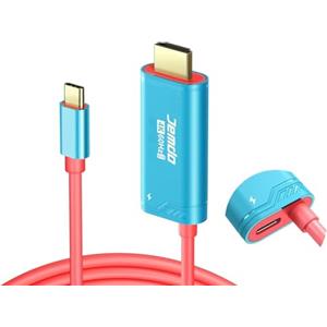 JEMDO Dock Switch 2 cavo TV HDMI base, 4K 60 Hz 18 Gbps USB C 3.2 a HDMI 2.0 2 m, 100W PD giocare e ricaricare, adattatore TV portatile e docking station compatibile con Switch 2/2017/OLED - Blu